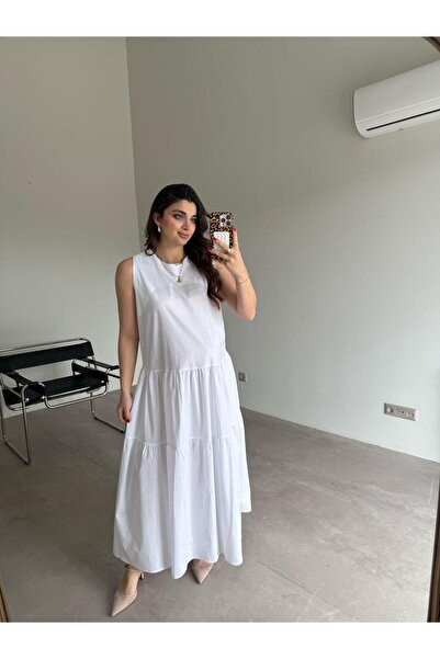 Bade Butik فستان فيرونيكا أبيض بأكمام صفر