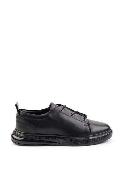 Bambi Black Leather Men's Casual Shoes E 01401083843