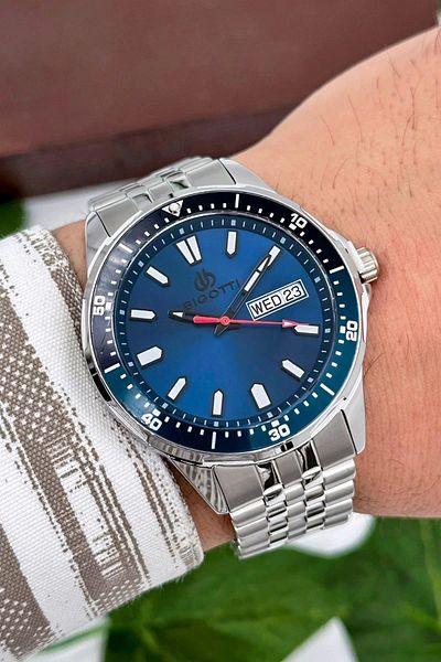 Bigotti Milano Luxury Men's Wristwatch Silver-blue Steel Strap Steel Case Functions Active Zmb008