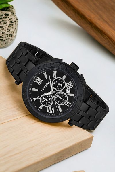 COMMES Men's Wristwatch - Steel Cord, Full Function Crono, Black Bracelet Zmcms031