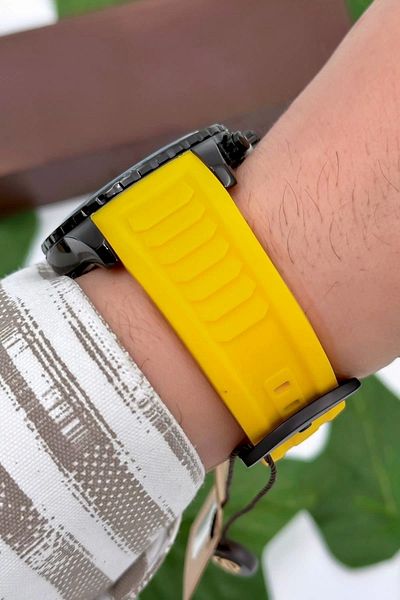 Bigotti Milano Luxury Men's Wristwatch Yellow Silicone Strap Steel Case Functions Active Zmb004