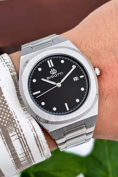 Bigotti Milano Luxury Men's Wristwatch Silver Steel Strap Steel Case Functions Active Zmb006