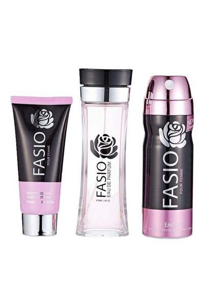 Emper مجموعة هدايا فاسيو من 3 قطع EDP - 100 مل، لوشن للجسم - 100 مل، مزيل عرق...