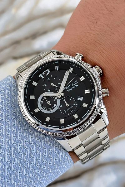 Ferrucci men's Wristwatch - Silver-black, Steel Cord and Case, 3 ATM Bracelet Zmfer117