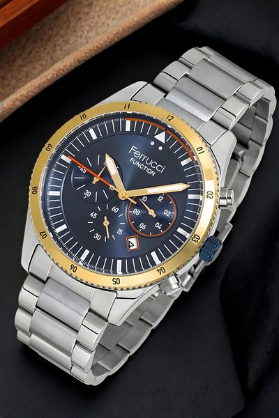 Ferrucci men's Silver-Gold Wristwatch and Bracelet - Fc.13907tm.04 Function Zmfer150