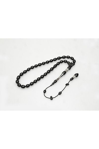 Skygo Oltu Stone Thick Line İmame Nakkaş Silver Processing Plain Rosary