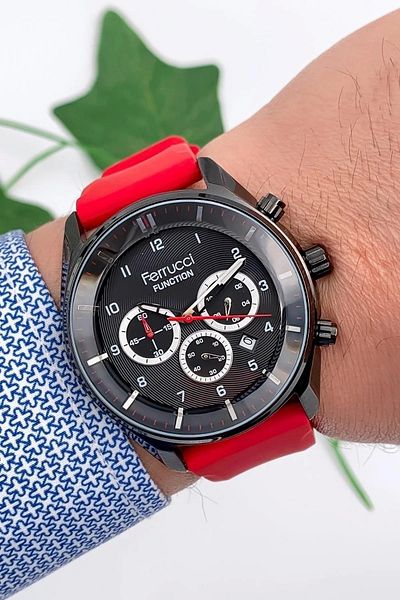 Ferrucci Function Men's Wristwatch Red Silicone Band