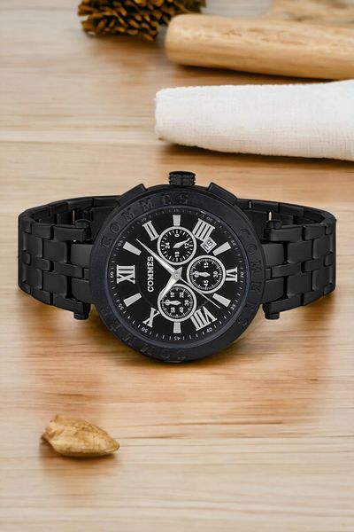 COMMES Men's Wristwatch - Steel Cord, Full Function Crono, Black Bracelet Zmcms031