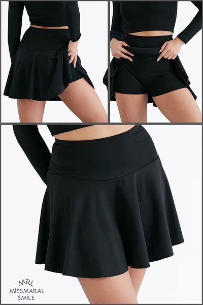 missmaral Pantaloni scurți sport negri cu talie înaltă - Pantaloni scurți de baie Fusta cu pantaloni scurți 1101