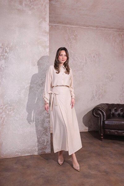 By Kuzey Aras Strawberry Fabric Cross Binding Skirt Suit - Hijab and Daily Use