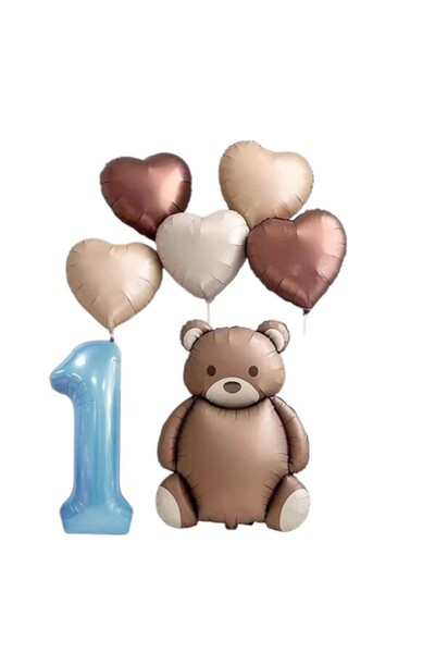 Azebu الرجعية الدب الأزرق القلب الرقم احباط بالون عيد ميلاد بالون مجموعة