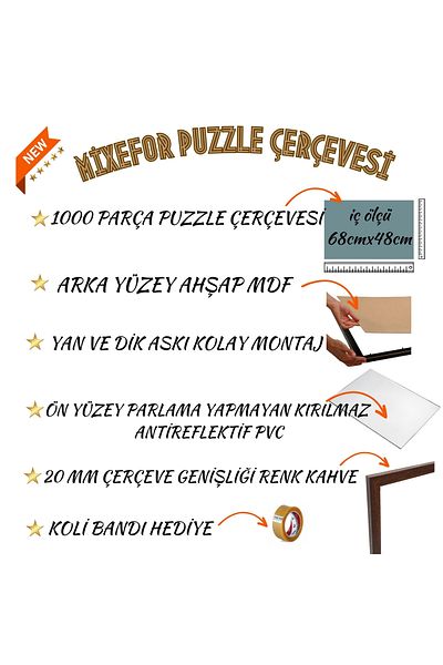 mixefor 1000 Piece Puzzle, Coffee Colored - Measure: 68cm X 48cm