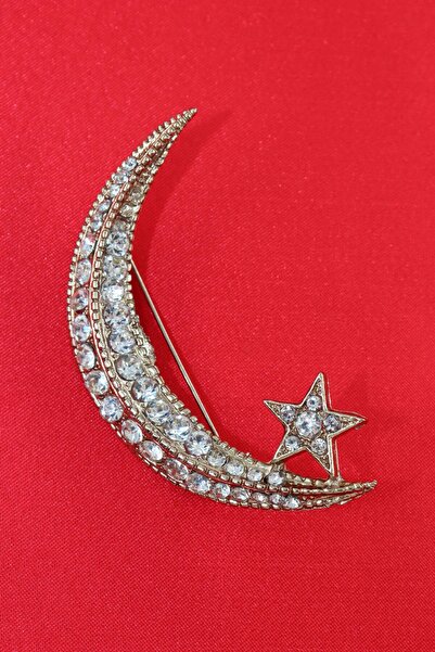 KEEBA Bir Sevdanın Simgesi Ay yıldız broş Unisex gold taşlı ay yıldızlı erkek...