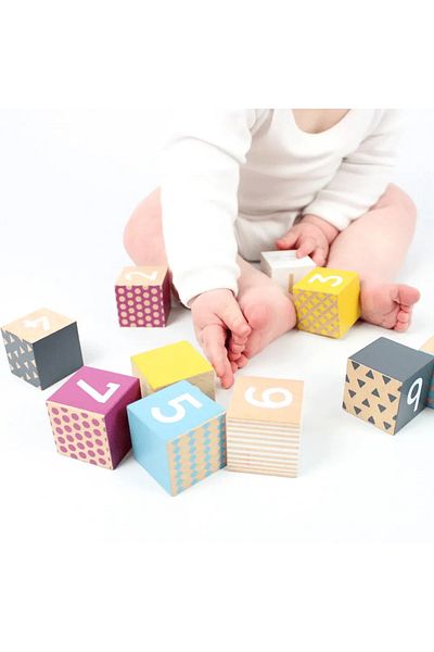 BIGJIGS Toys Cuburi din lemn - Invat sa numar