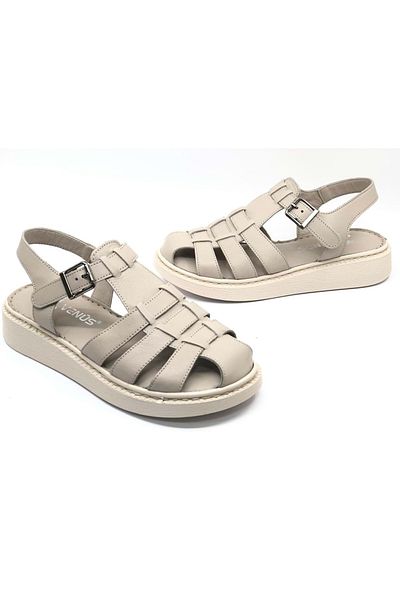 Venüs Yavanna Genuine Leather Comfort Orthopedic Women's Sandals Mink