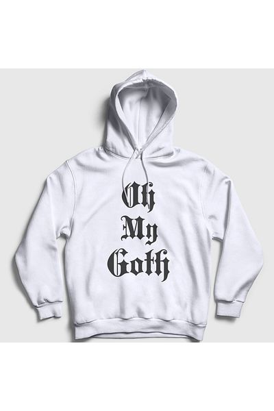 Presmono Φούτερ Unisex White Oh My Goth με κουκούλα 523700 ττ