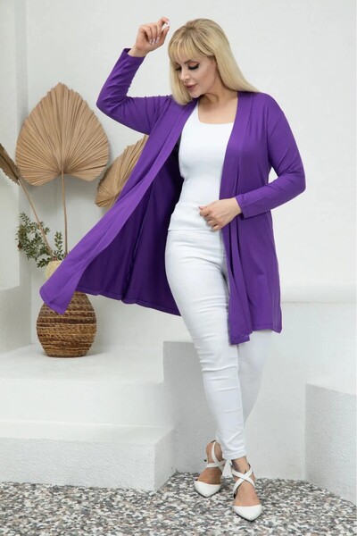 MODA Asymmetric Sleeves Flexible Viscosin Large Size Cardigan
