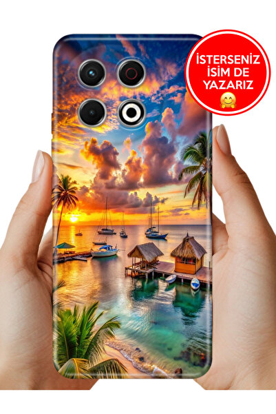 TECNO Spark 30 Pro KL7 Kılıf Cekuform Desenli Art Silikon Beach Summer