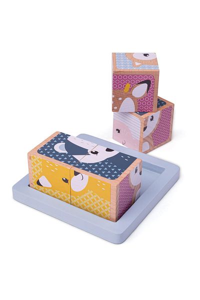 BIGJIGS Toys Κυβικό παζλ - Χαρούμενα ζώα