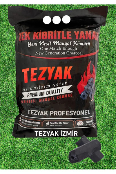 TEZYAK Profesyonel Tek Kibritle Yanan Yeni Nesil Mangal Kömürü (2 Kg)