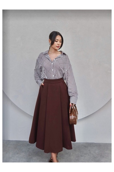 BYzıt Midi Boy Pileli Kloş Etek