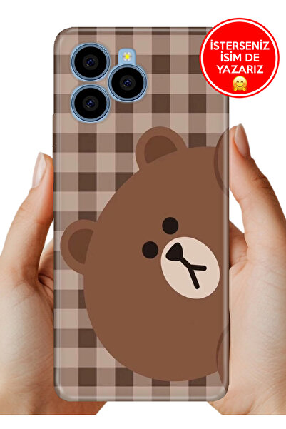 omix X6 Uyumlu Kılıf Baskılı TR-Üretim Kapak Silikon Ekose Bear