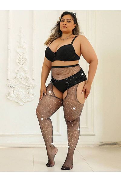 GECELİKS Private Area and Side Open Mesh Pantyhose