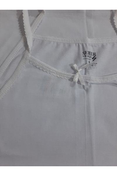 Butik White 100% Cotton Rope Strap Collar Embroidered Girl Child Undershirt