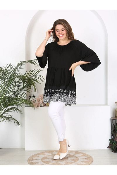 MODA Madonna Collar Skirt Fisto Detail Flexible Viscosa Large Size Tunic
