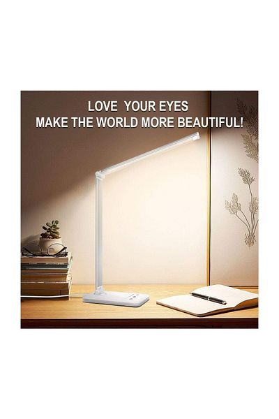 Primo Plus LED Desk Lamp with Wireless Charger USB Charging Port 5 Brightness Levels