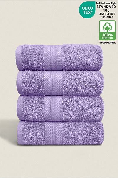 Ellaline Σετ 4 πετσετών με διαμάντια - 100% βαμβάκι, εξαιρετικά απορροφητικό, μαλακό περίγραμμα 50x80cm