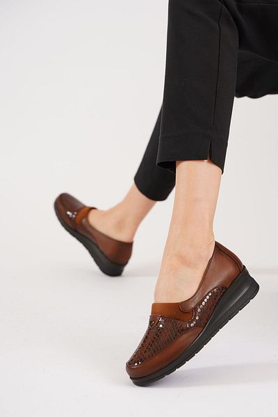 Moda Pie Women's Genuine Leather Shoes - Ayfits Patent Leather Garnished