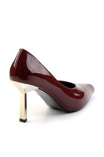 Bambi Bordo Kadın Klasik Topuklu Ayakkabı K01188051108