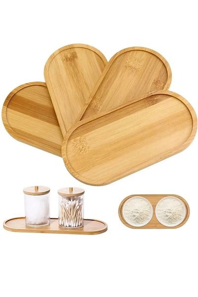Parmend Life 2 τμχ Bamboo Oval Presentation and Service Tray - Ξύλινος δίσκος - Βάση δοχείου λαδιού