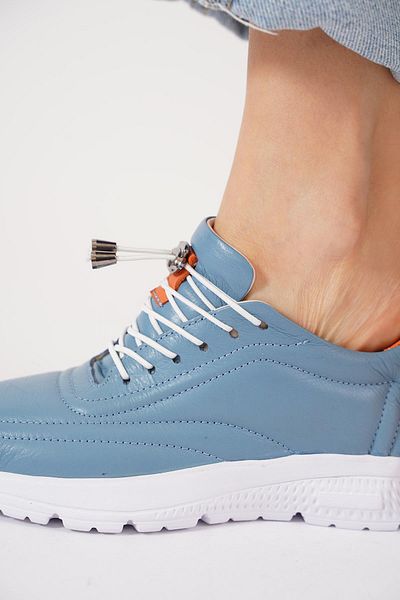 Moda Pie Pantofi sport de damă - piele naturală Nago, piele albastră, cauciuc legat