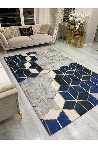 ALLGELSİN Carpet Protection Cover Elastic Carpet Cover Washable Carpet Cover Modern Striped Cover Spongeless Cover
