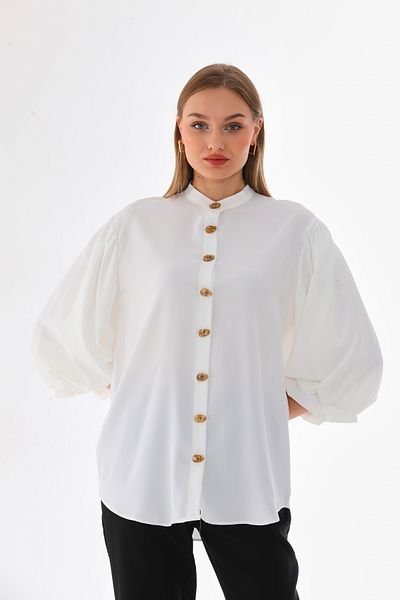 Marvella By Rasha puff sleeves plain gesica shirt