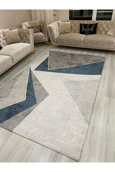 ALLGELSİN Carpet Protection Cover Elastic Carpet Cover Washable Carpet Cover Modern Striped Cover Spongeless Cover