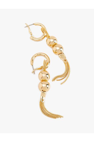 Koton Chain Detailed Beaded Hoop Earrings