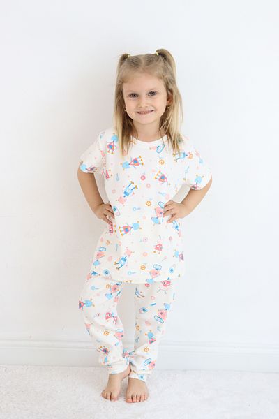 Pijamella Set de pijamale pentru fete din bumbac pieptănat cu imprimeu
