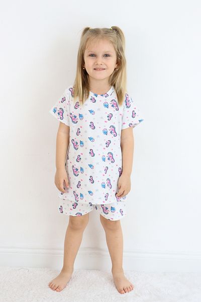 Pijamella Girl's Cotton Combed Fabric Printed Shorts Pajamas Set