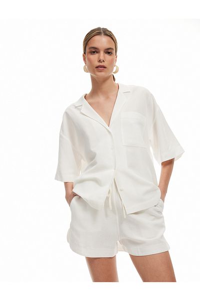 Koton Lined Pocket Viscose Linen Blended Mini Shorts