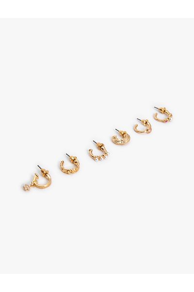 Koton Pearl Detailed 6'Lı Hoop Earrings Set