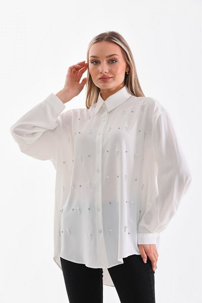 Marvella By Rasha pearl style shirt