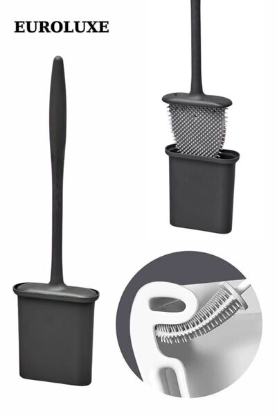 Special Action Σετ βούρτσας τουαλέτας από σιλικόνη σε μαύρο χρώμα, εύκαμπτη π...