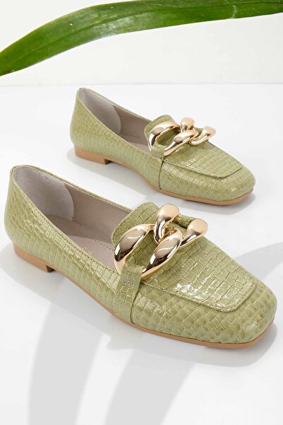 Bambi Yeşil Kadın Loafer Ayakkabı K01641166311