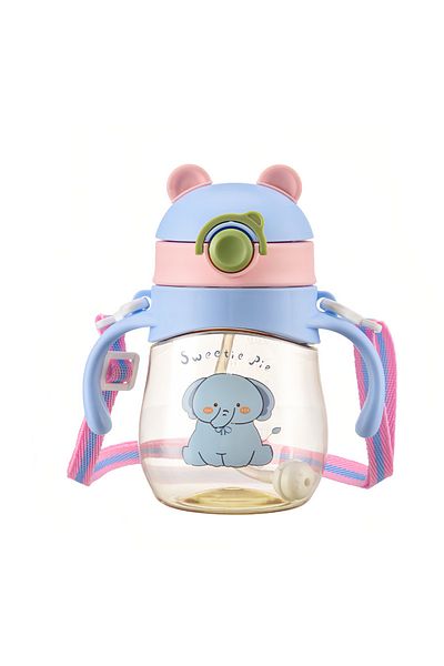Yelajoy Sippy Cup for Baby,360° with Straw and Handle Spill-Proof Use for Baby 6 Months+,Kids,300ML,Blue