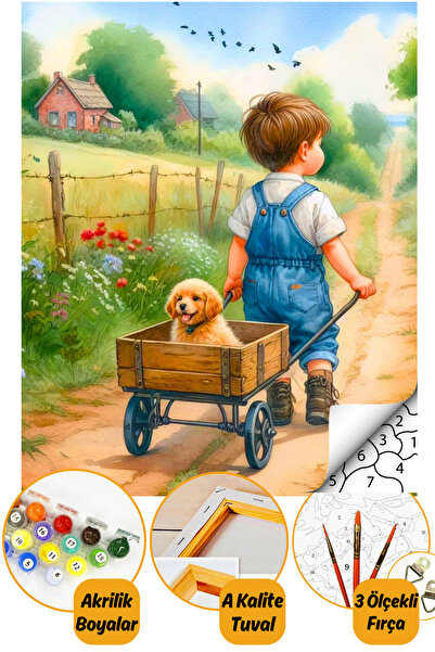 tale hobby Sayılarla Boyama Numaralı Tuval Seti Fırça Boya Dahil 40x50cm Çocuk