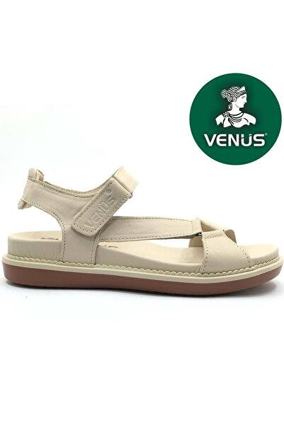 Venüs Sisu Genuine Leather Comfort Orthopedic Women's Sandals Beige