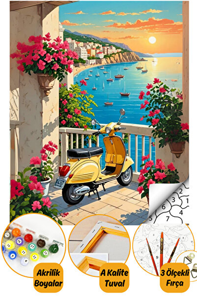 Talehobby Sayılarla Boyama Numaralı Tuval Seti Fırça Boya Dahil 40x50cm Manzara